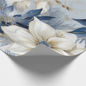 Blauwe  geïnspireerde bloemen cadeaupapier (Hoek)