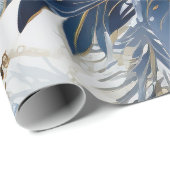 Blauwe  geïnspireerde bloemen cadeaupapier (Rol Hoek)