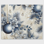 Blauwe geïnspireerde bloemen cadeaupapier (Vlak)