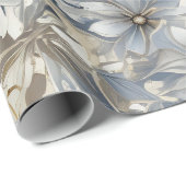 Blauwe geïnspireerde bloemen cadeaupapier (Rol Hoek)