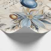 Blauwe  geïnspireerde bloemen cadeaupapier (Hoek)