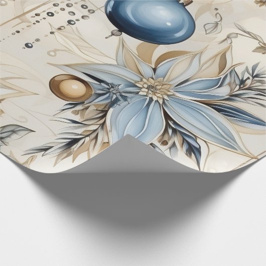 Blauwe  geïnspireerde bloemen cadeaupapier (Hoek)