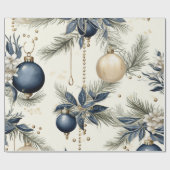 Blauwe  geïnspireerde bloemen cadeaupapier (Vlak)