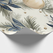 Blauwe  geïnspireerde bloemen cadeaupapier (Hoek)