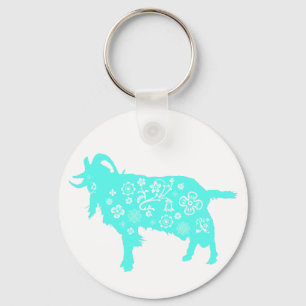 Blauwe geit Vietnamese Chinese jaar Zodiac-Sleutel Sleutelhanger