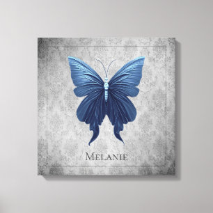 Blauwe gejuwelde vlinder canvas afdruk