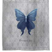 Blauwe gejuwelde vlinder douchegordijn (Voorkant)