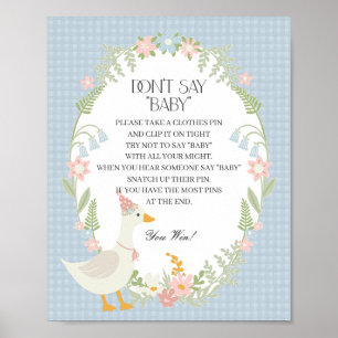Blauwe Gekke Gans Floral Gingham Dont Say Baby Gam Poster