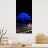 Blauwe gekleurde boom poster (Keuken)