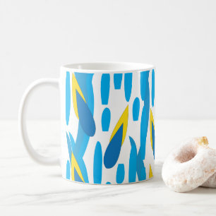 Blauwe gele bladeren Abstract Koffiemok