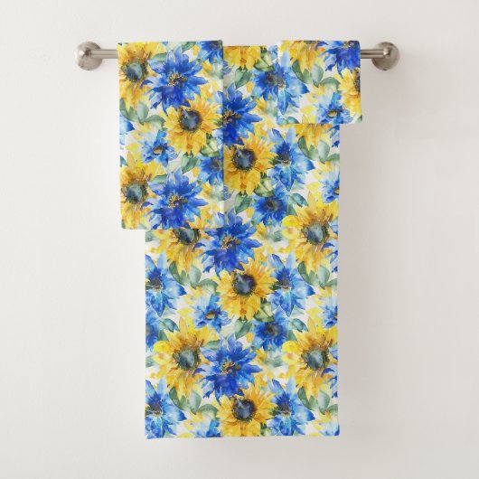 Blauwe Gele Bloemen   Bad Handdoek (Insitu)