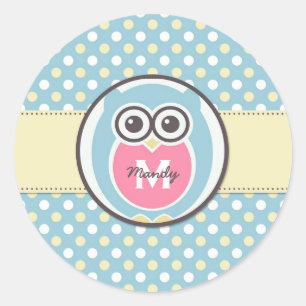 Blauwe gele Cartoon Monogram Sticker