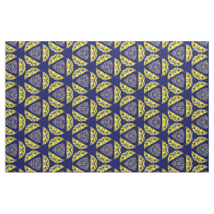 Blauwe gele driehoek Abstracte geometrisch patroon Stof