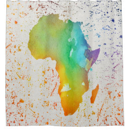 Blauwe, gele en groene Waterverf Afrika Douchegordijn