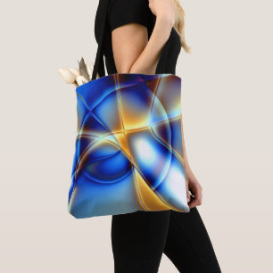 Blauwe, gele en nagelachtige lijnen die blauw en g draagtas