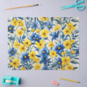 Blauwe, gele en witte bloemen tissuepapier (Craft)