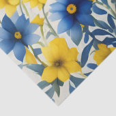 Blauwe, gele en witte bloemen tissuepapier (Detail)