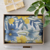 Blauwe, gele en witte bloemen tissuepapier (Geschenk)