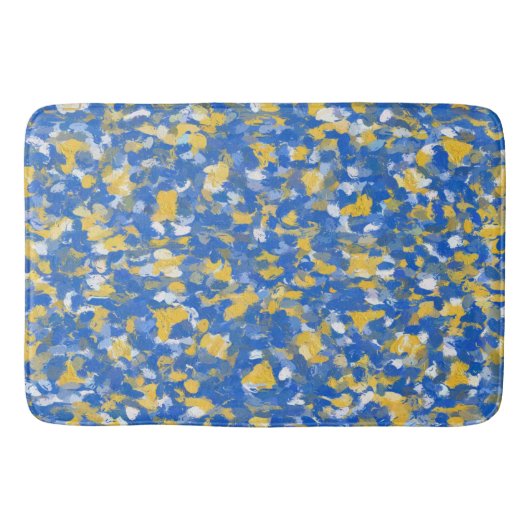 Blauwe, gele en witte verfvlekken badmat (Voorkant)