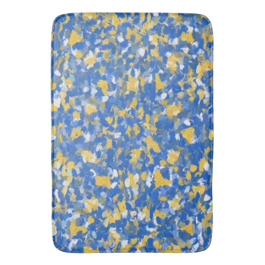 Blauwe, gele en witte verfvlekken badmat (Voorkant Verticaal)