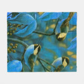 Blauwe gele kleine vogels fleece deken (Voorkant (Horizontaal))