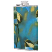 Blauwe gele kleine vogels heupfles (Links)