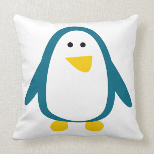 Blauwe gele leuke pinguïn animatie illustratie kussen
