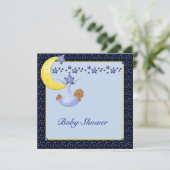 Blauwe Gele Maan Sterren Jongen Etnische Douche Kaart (Staand voorkant)