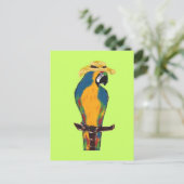 Blauwe & Gele Papegaai Briefkaart (Staand voorkant)