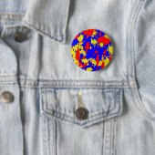 Blauwe gele rode Abstracte verf Spletters Ronde Button 5,7 Cm (In situ)