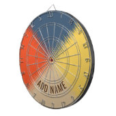 Blauwe gele rode crème -  dartbord (Voorkant Rechts)