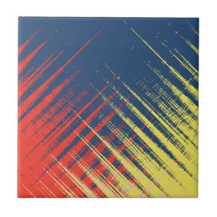 Blauwe gele rode crème tegeltje