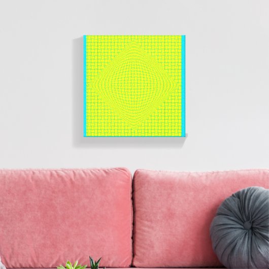 Blauwe, gele schilderkunst canvas afdruk (Insitu (Woonkamer))