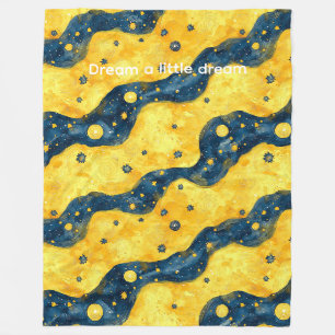 Blauwe Gele Sterrenhemel Fleece Deken