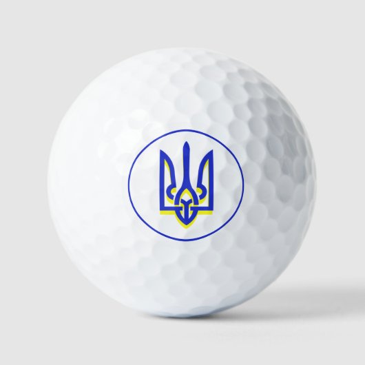 Blauwe Gele Trident Golfballen (Voorkant)