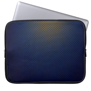 Blauwe gele zwarte koolstofvezel gepatterd laptop sleeve
