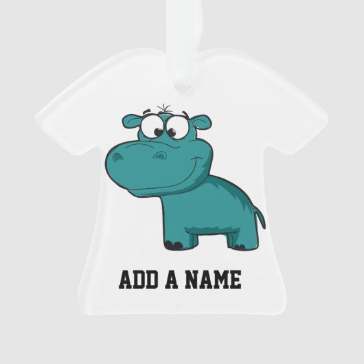 Blauwe Gelukkige Hippo Ornament (voorkant)