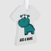 Blauwe Gelukkige Hippo Ornament (voorkant)