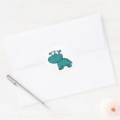 Blauwe Gelukkige Hippo Ronde Sticker (Envelop)