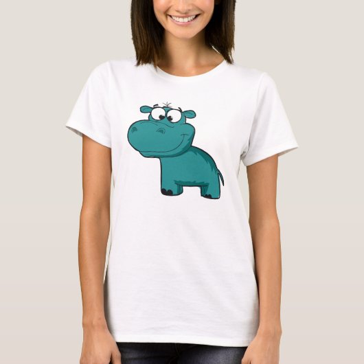 Blauwe Gelukkige Hippo T-shirt (Voorkant)