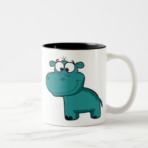 Blauwe Gelukkige Hippo Tweekleurige Koffiemok