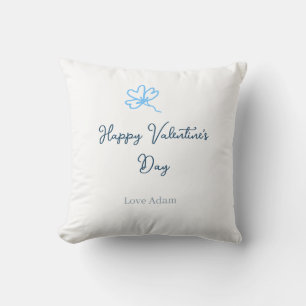 Blauwe gelukkige Valentijnsdag liefdesnaam bloem r Kussen