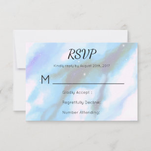 Blauwe gemarmerde buitenruimte Abstracte RSVP Kaartje