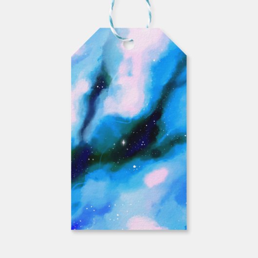 Blauwe gemarmerde buitenruimte Abstracte weduwen B Cadeaulabel (Achterkant)