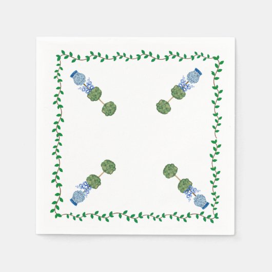 Blauwe Gemberpotten Vaas Topiaire Klimplant Tafelk Servet (Voorkant)