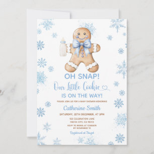 Blauwe Gengembrede Kerst Baby Shower Sneeuwvlokken Kaart