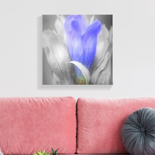 Blauwe Gentian-ventilator gedeeltelijke kleur Canvas Afdruk (Insitu (Woonkamer))