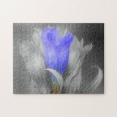 Blauwe gentian-ventilator in zwarte en witte Natuu Legpuzzel (Horizontaal)