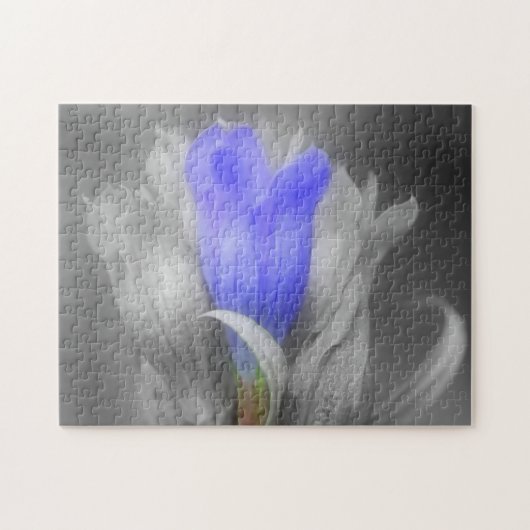 Blauwe gentian-ventilator in zwarte en witte Natuu Legpuzzel (Horizontaal)