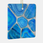 Blauwe Geode Agaat Mozaïek Bloem Kunst Keramisch Ornament (Rechts)